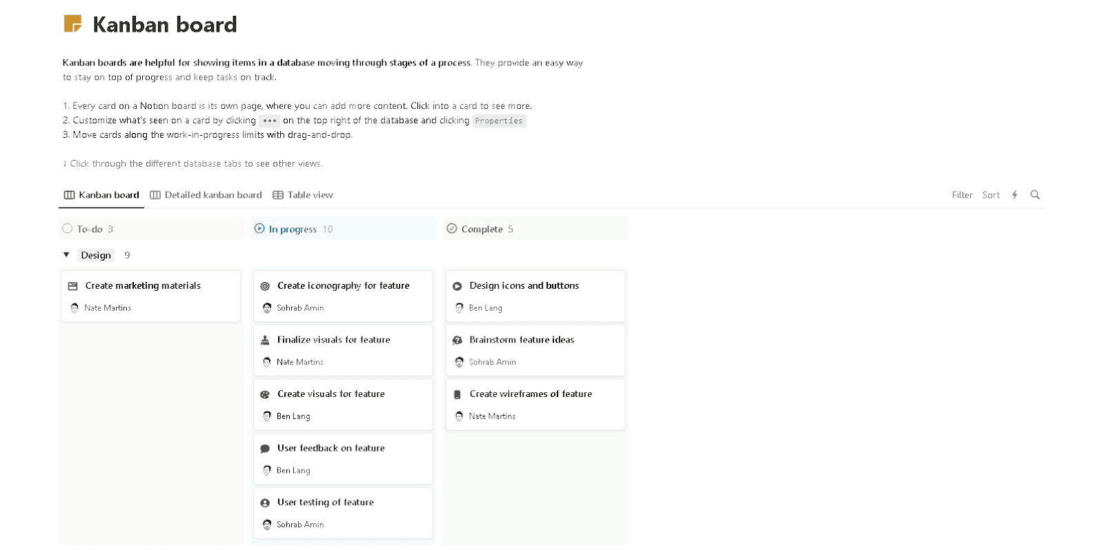 Kanban board template