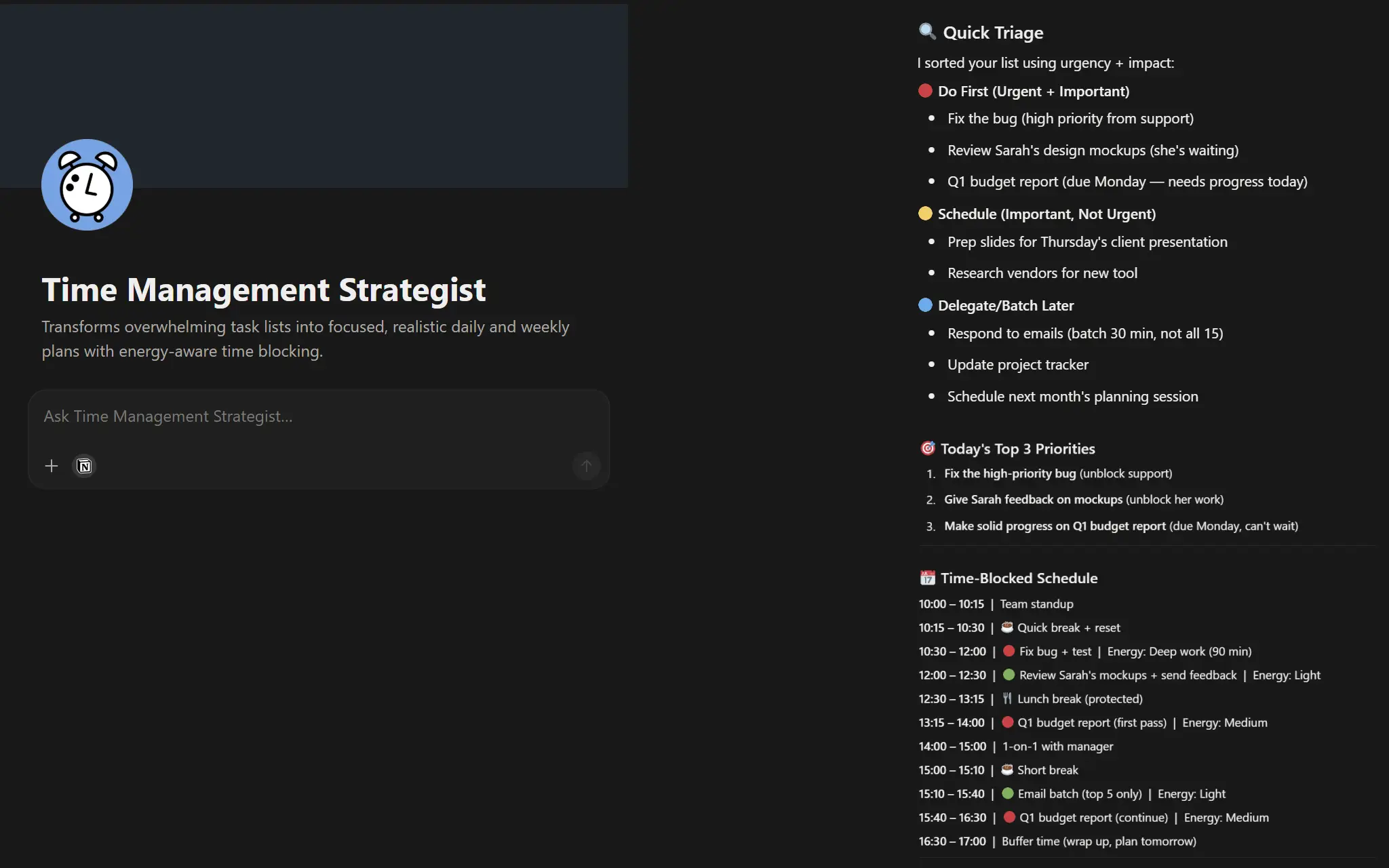 Time Management Strategist